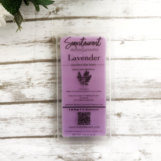 Lavender Scented Wax Melts Made With Beeswax | 1.45 OZ 5-Cavity Clamshell Molds | Phthalate-Free & Paraffin-Free