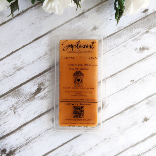 Caramel Popcorn Scented Wax Melts Made With Beeswax | 1.45 OZ 5-Cavity Clamshell Molds | Phthalate-Free & Paraffin-Free