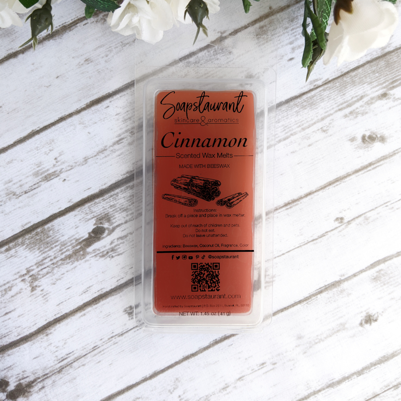 Cinnamon Scented Wax Melts Made With Beeswax | 1.45 OZ 5-Cavity Clamshell Molds | Phthalate-Free & Paraffin-Free