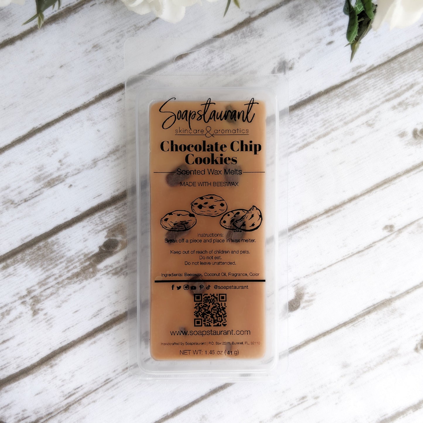 Chocolate Chip Cookie Scented Wax Melts Made With Beeswax | 1.45 OZ 5-Cavity Clamshell Molds | Phthalate-Free & Paraffin-Free